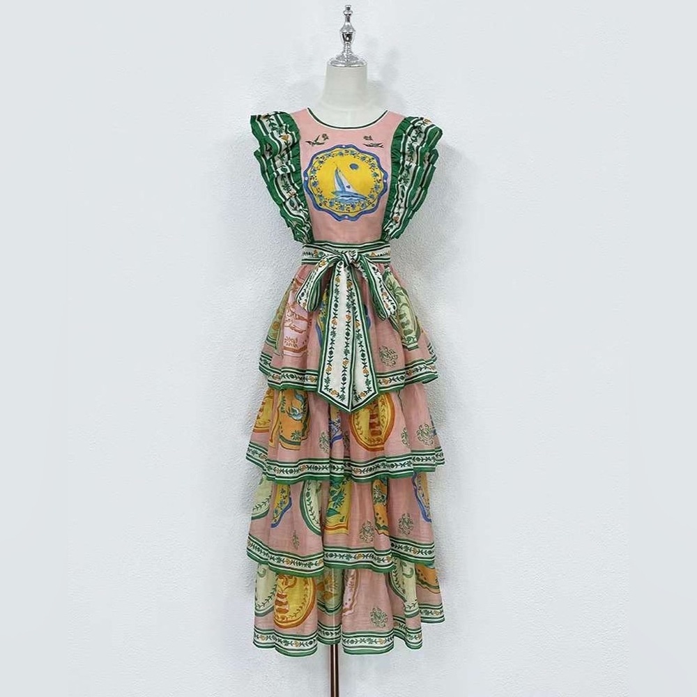ALEMAIS PORCELAIN FRILL MIDI DRESS - Picture 5 of 12